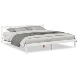 Berkfield Home Extra Long Bed Frame without Mattress White 180x220 cm Solid Wood Pine - thumbnail 2