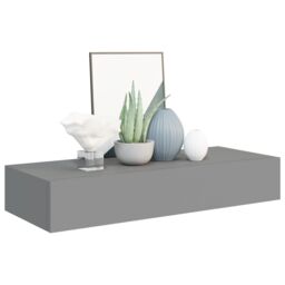 Berkfield Home Wall-mounted Drawer Shelves 2 pcs Grey 60x23.5x10cm MDF - Size: 60x23.5x10 cm - thumbnail 3