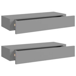 Berkfield Home Wall-mounted Drawer Shelves 2 pcs Grey 60x23.5x10cm MDF - Size: 60x23.5x10 cm - thumbnail 2