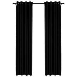 Berkfield Home Linen-Look Blackout Curtains with Grommets 2pcs Black 140x225cm - Size: 140x225 cm - thumbnail 2
