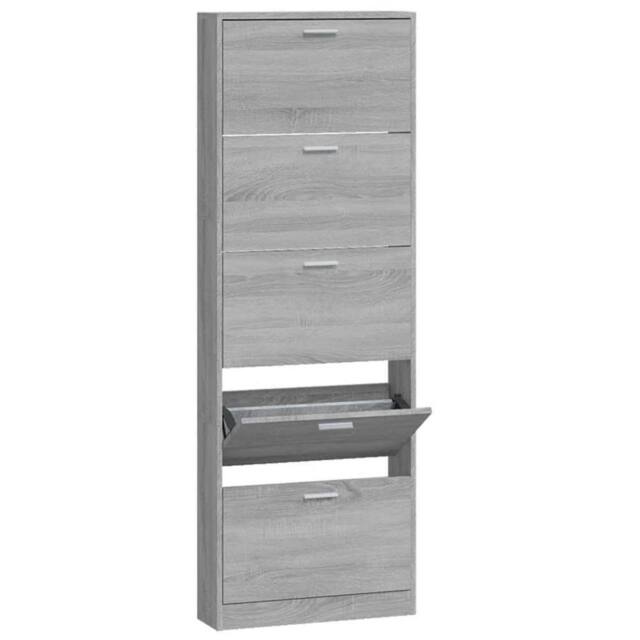 Berkfield Home Shoe Cabinet Grey Sonoma 59x17x169 cm Engineered Wood - Size: 59 x 17 x 169 cm - image 1