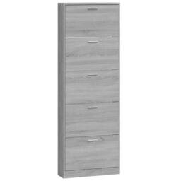 Berkfield Home Shoe Cabinet Grey Sonoma 59x17x169 cm Engineered Wood - Size: 59 x 17 x 169 cm - thumbnail 5