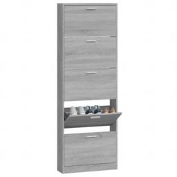 Berkfield Home Shoe Cabinet Grey Sonoma 59x17x169 cm Engineered Wood - Size: 59 x 17 x 169 cm - thumbnail 4