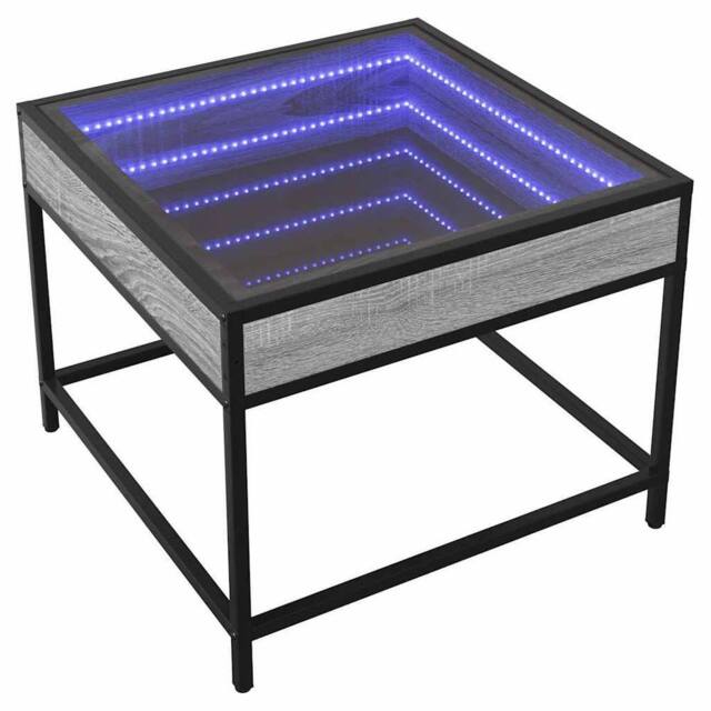 Berkfield Home Decorative Coffee Table with Infinity LED Grey Sonoma 50x50x41 cm - Size: 50 x 50 x 41 cm - image 1