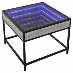 Berkfield Home Decorative Coffee Table with Infinity LED Grey Sonoma 50x50x41 cm - Size: 50 x 50 x 41 cm - thumbnail 1