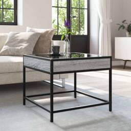 Berkfield Home Decorative Coffee Table with Infinity LED Grey Sonoma 50x50x41 cm - Size: 50 x 50 x 41 cm - thumbnail 4