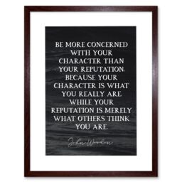 Artery8 Slate Quote John Wooden Character Reputation What You Are Coach Black & White Typography Framed Wall Art Print Picture 12X16 inch in Brown - thumbnail 1