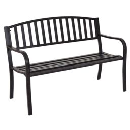 Costway Steel Garden Bench Outdoor Patio Loveseat Bench with High Backrest in Black - thumbnail 1