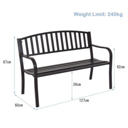 Costway Steel Garden Bench Outdoor Patio Loveseat Bench with High Backrest in Black - thumbnail 2