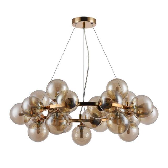 Netlighting Modern Hanging Pendant Golden 25 Light with Cognac Shade G9 in Gold - image 1