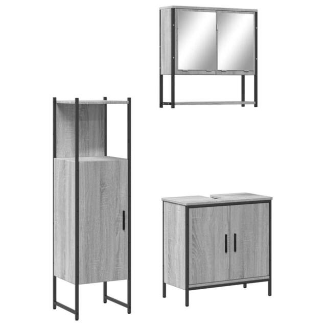 Berkfield Home 3 Piece Bathroom Furniture Set Grey Sonoma Engineered Wood - image 1