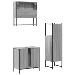 Berkfield Home 3 Piece Bathroom Furniture Set Grey Sonoma Engineered Wood - thumbnail 8