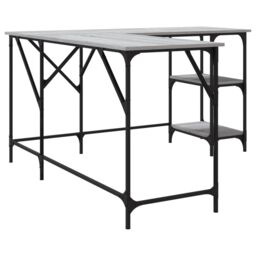 Berkfield Home Desk Grey Sonoma 139x139x75 cm Engineered Wood - Size: 139 x 139 x 75 cm - thumbnail 6