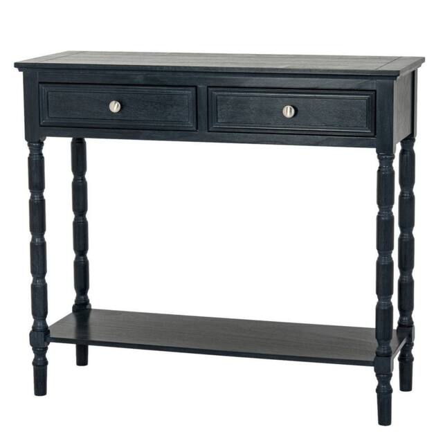 Lemon Pavilion Furniture and Decor Contour Collection 2 Drawer Console Table - L33xW90xH80 cm - Black