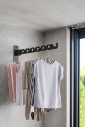 Living and Home 2Pcs Aluminium Alloy Wall Mounted Coat Drying Hanger in Black - thumbnail 1
