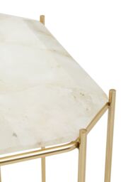 Orsina Marble Top White Side Table, Open Design Frame Bedside Table, Square End Table for Living Room, Lounge - thumbnail 3