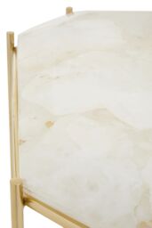 Orsina Marble Top White Side Table, Open Design Frame Bedside Table, Square End Table for Living Room, Lounge - thumbnail 5