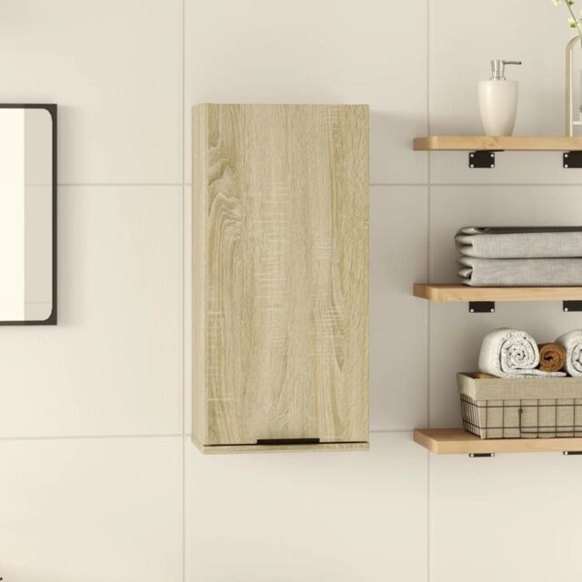 Berkfield Home Wall-mounted Bathroom Cabinet Sonoma Oak 32x20x67 cm in Brown - Size: 32 x 20 x 67 cm - image 1