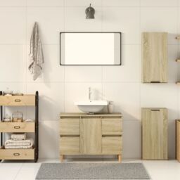 Berkfield Home Wall-mounted Bathroom Cabinet Sonoma Oak 32x20x67 cm in Brown - Size: 32 x 20 x 67 cm - thumbnail 3