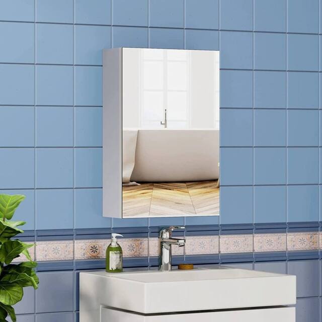 SPETLEK 30 x 50 x 12.5 cmSingle Door Mirrored Bathroom Cabinet Storage in White - Size: 30 x 50 x 12.5 cm - image 1