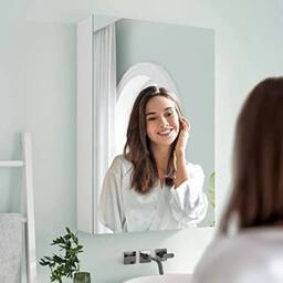 SPETLEK 30 x 50 x 12.5 cmSingle Door Mirrored Bathroom Cabinet Storage in White - Size: 30 x 50 x 12.5 cm - thumbnail 4