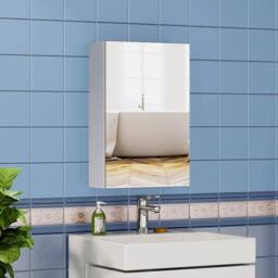 SPETLEK 30 x 50 x 12.5 cmSingle Door Mirrored Bathroom Cabinet Storage in White - Size: 30 x 50 x 12.5 cm