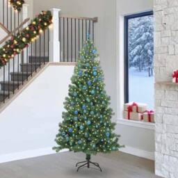 Berkfield Home Lush Christmas Tree with 300 LEDs with Stand Green 240 cm PVC - thumbnail 2
