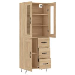 Berkfield Home Highboard Sonoma Oak 69.5x34x180 cm Engineered Wood in Tan - thumbnail 4