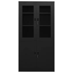 Berkfield Home Office Cabinet Black 90x40x180 cm Steel - Size: 90 x 40 x 180 cm - thumbnail 1