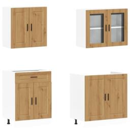 Berkfield Home 4 Piece Kitchen Cabinet Set Kalmar Artisan Oak Engineered Wood in Brown - thumbnail 4