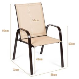 Costway Set of 2 Patio Chairs Portable High Back Garden Camping Dining Chairs with Armrest in Brown - thumbnail 2