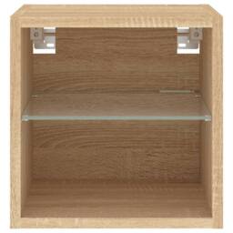 Berkfield Home TV Wall Cabinets with LED Lights 2 pcs Sonoma Oak 30x28.5x30 cm in Natural - thumbnail 9