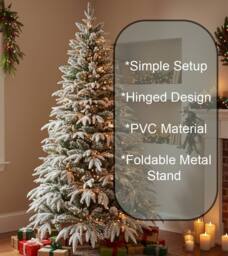 Shatchi 7FT Green Lapland Snow Covered Christmas Tree in White - thumbnail 6
