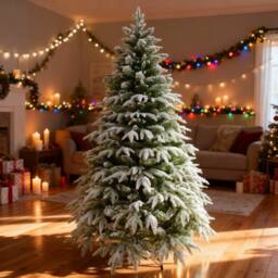 Shatchi 7FT Green Lapland Snow Covered Christmas Tree in White - thumbnail 2