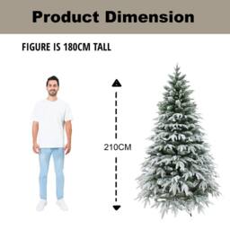 Shatchi 7FT Green Lapland Snow Covered Christmas Tree in White - thumbnail 4