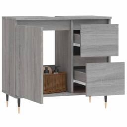 Berkfield Home Durable Bathroom Cabinet Grey Sonoma 65x33x60 cm Engineered Wood - Size: 65 x 33 x 60 cm