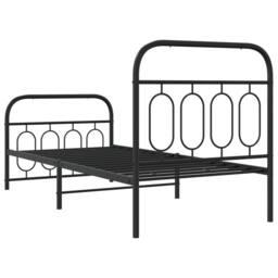 Berkfield Home Metal Bed Frame without Mattress with Footboard Black 90x200cm - Size: 90x200 cm - thumbnail 6