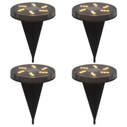 Berkfield Home Solar Ground Lights with Ground Spikes Outdoor 4 pcs Warm White in Black - thumbnail 2