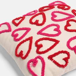 OHS Tufted Hearts Decorative Scatter Cushion Faux Linen Throw Pillow - thumbnail 6