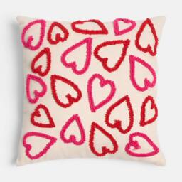 OHS Tufted Hearts Decorative Scatter Cushion Faux Linen Throw Pillow - thumbnail 4