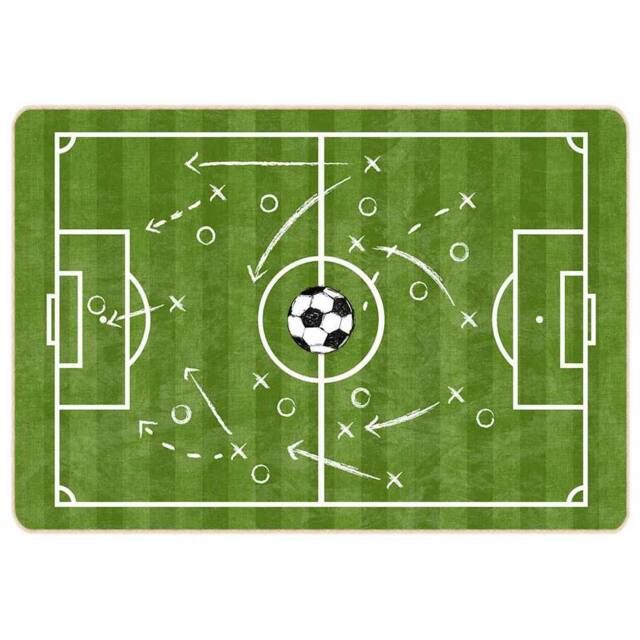 Berkfield Home Kids' Rug Green 160x230 cm Football Field Washable Anti Slip - Size: 100 cm diameter - image 1