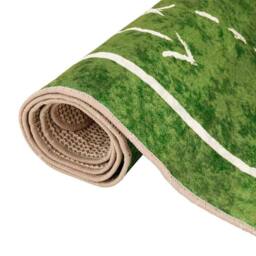Berkfield Home Kids' Rug Green 160x230 cm Football Field Washable Anti Slip - Size: 100 cm diameter - thumbnail 5