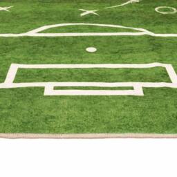 Berkfield Home Kids' Rug Green 160x230 cm Football Field Washable Anti Slip - Size: 100 cm diameter - thumbnail 6