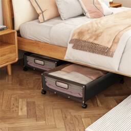 VOGREX Portable Underbed Storage Box with Lid Wheels Under Bed Sofa Dustproof in Black - thumbnail 5