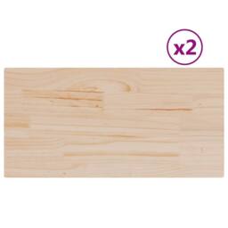 Berkfield Home Table Tops 2 pcs 80x40x2.5 cm Rectangular Solid Wood Pine in Light Tan - thumbnail 3