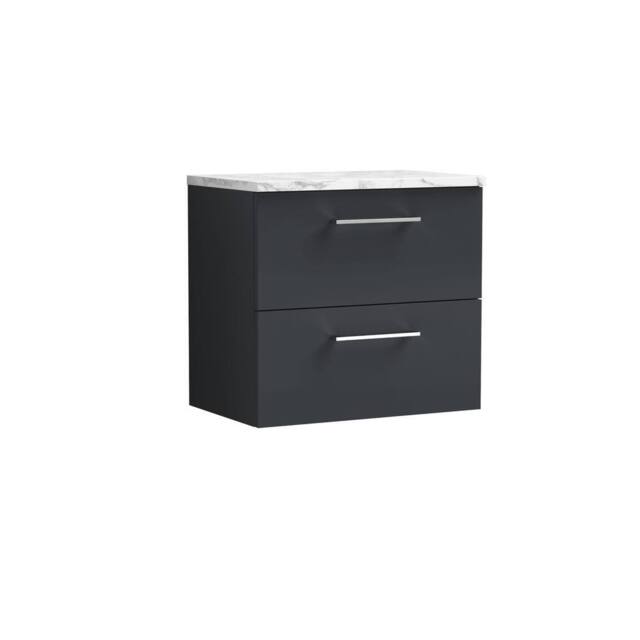 Balterley Level 600mm Wall Hung 2 Drawer Unit with Laminate Worktop Dark Grey - image 1