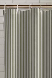 Catherine Lansfield 'Timeless Stripe' Shower Curtain in Green - Size: 180 cm width x 180 cm drop - thumbnail 1