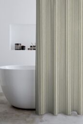 Catherine Lansfield 'Timeless Stripe' Shower Curtain in Green - Size: 180 cm width x 180 cm drop - thumbnail 2