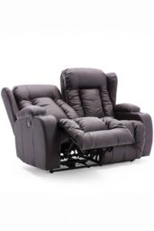 More4Homes Caesar Electric Recliner Bonded Leather 1+2 Seater Sofa Set in Brown - thumbnail 2