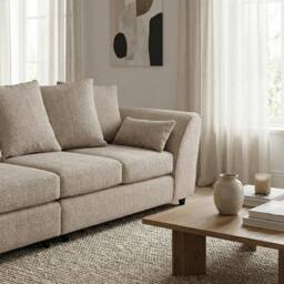 Abakus Direct Jumbo Chenille 4 Seater Sofa with Deep Seats & Angular Arms in Taupe - thumbnail 3